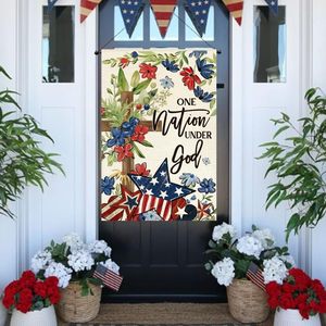 RABUSOFA 4 de Julio Memorial Day patriótico 28x40 pulgadas doble cara decoración al aire libre Casa Grande bandera estrella Flores Cruz para patio - Product Image 3