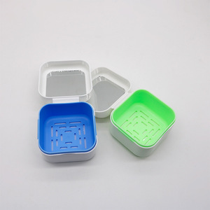 <b>Denture</b> Storage <b>Box</b> With Mirror And Mesh Plastic <b>Denture</b> Care Case For Adult Use - Product Image 2