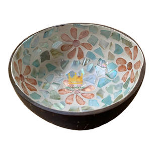 Bol décoratif classique en coquille de noix de coco naturelle de luxe, incrusté de nacre, écologique, pour la décoration intérieure de la salle à manger - Product Image 5