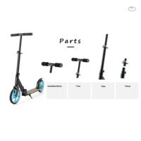 Trottinette à pédales pliable pour adulte avec poignée réglable, cadre en acier et aluminium, roues en PU de 200 mm, roulements ABEC-7 et frein à disque
