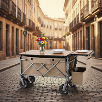 Chariot de transport robuste tout-terrain grande capacité pliable à quatre roues étanche pour jardin, courses, plage et camping