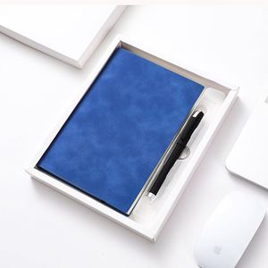 Wholesale Promotional Custom Debossed Logo A5 Office School Leather Soft Cover Notebook Gift Set Note Book With Pen Set - Product Image 4