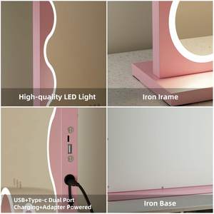 Bán buôn sắt Nhà cung cấp 500x700 mét Make Up Hồng chiếu sáng trang điểm vòm Máy tính để bàn <span class=keywords><strong>LED</strong></span> Vanity với đèn <span class=keywords><strong>LED</strong></span> Mỹ phẩm gương - Product Image 5
