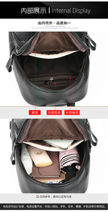 Sac à dos en cuir pour femmes, sacs à bandoulière en cuir PU à double fermeture éclair, grande capacité, sacs à dos d'extérieur - Product Image 6