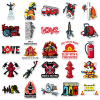 50 pegatinas troqueladas personalizadas al por mayor con temática de dibujos animados de bomberos para decoración de cuadernos, folletos y tazas