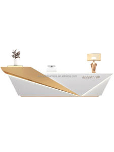 Caissier d'angle moderne en forme <span class=keywords><strong>de</strong></span> L, petite table <span class=keywords><strong>de</strong></span> réception, comptoir en bois, bureau <span class=keywords><strong>de</strong></span> réception pour salon <span class=keywords><strong>de</strong></span> beauté blanc - Product Image 2