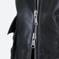 Veste d'hiver matelassée en cuir écologique grande taille pour homme, coupe courte, style streetwear, réversible, pour l'extérieur