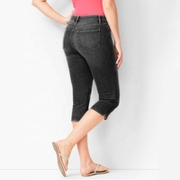 Jeans déchirés pour femmes, pantalon skinny court, vêtements trois quarts, pantalon capri à bordure en dentelle, jeans en denim, leggings grande taille