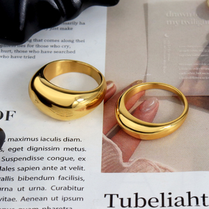 Trendy Stainless Steel Dome <strong>Rings</strong> Tarnish Free Jewelry PVD 18K Gold Plated <strong>Thick</strong> Chunky Dome <strong>Rings</strong> for Women - Product Image 4