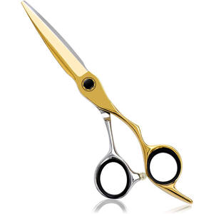 กรรไกรตัดผมมืออาชีพ 6 นิ้ว หัวตรง สแตนเลส สีทอง เงิน โครเมียม วาเนเดียม ขัดเงาอย่างดี สำหรับใช้ในงานเสริมสวย - Product Image 1