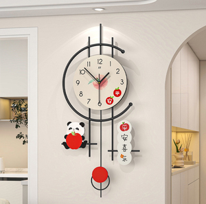 Horloge murale mignonne en forme de panda avec <span class=keywords><strong>pendule</strong></span>, <span class=keywords><strong>design</strong></span> créatif de fruits, horloge murale décorative pour salon, <span class=keywords><strong>cuisine</strong></span>, décoration de la maison - Product Image 1