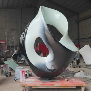 Escultura de Acero Inoxidable, Abstracta, Circular, para Montar en el Suelo, Adorno de Arte Metálico para Exteriores - Product Image 4
