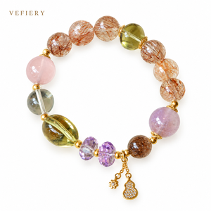 Bracelet en perles de quartz noir naturel, améthyste lavande et quartz rose du Mozambique pour femme - Vente en gros de bijoux - Product Image 1