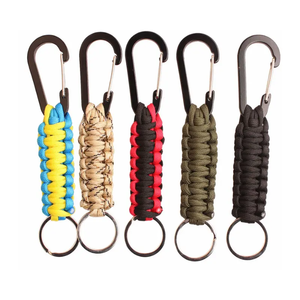 स्टॉक में 6 सेमी एल्यूमीनियम कारबिनर के साथ 16.5 सेमी आउटडोर कैंपिंग ब्रैडेड पैराकॉर्ड कीचेन - Product Image 4