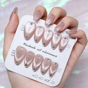 YZ10 <span class=keywords><strong>Ongles</strong></span> Press-On Faits Main Effet Œil de Chat avec Strass, Forme Amande, Sensation Haut de Gamme, Application Facile <span class=keywords><strong>sur</strong></span> <span class=keywords><strong>les</strong></span> Doigts – Meilleures Ventes - Product Image 1
