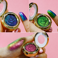 Palette de fards à paupières effet caméléon haute brillance OEM ODM, bleu violet, couleur changeante, fard à paupières métallique compact