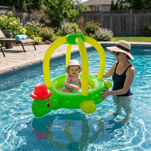 Piscine gonflable pour bébé, modèle populaire, petite tortue avec chapeau pare-soleil rouge, bateau de piscine spécialement conçu pour les nourrissons - Product Image 5
