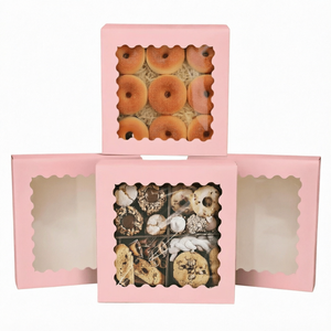 Scatole per Pasticceria in Carta Riciclata Ecologica, Confezioni per Ciambelle, Mini Torte, Fette di Torta, Dessert e Dolcetti - Product Image 1