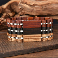 Nouveau design tendance Bracelet jonc unisexe en acier inoxydable et bois d'ébène/bois de santal, idéal pour les occasions décontractées ou sportives, cadeau pour hommes et femmes