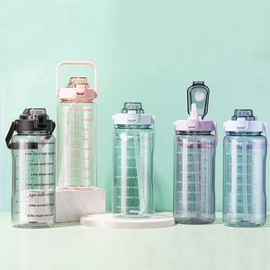 2000ml Extra-large Capacity Plastic Fitness Water Bottle with Marked Transparent <b>Drinking</b> Straw Water <b>Jug</b> - Product Image 1