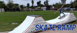 Pista da Skateboard Gonfiabile Ermetica e Resistente, <span class=keywords><strong>Halfpipe</strong></span> Pieghevole con Design Regolabile e Mobile per Allenamento in Giardino - Product Image 3
