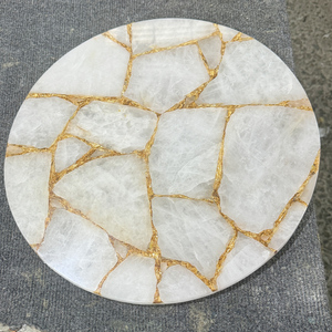 Bán Buôn Tự Nhiên Rắn Bán Đá Quý Tinh Thể Màu Trắng Đá Thạch Anh Vòng Bàn Cà Phê Top - Product Image 4