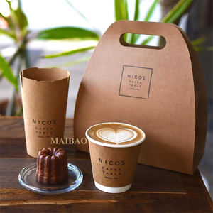 Té DE LA TARDE Picnic Portavasos de papel para llevar Portavasos de papel desechable Bebidas Café Té de la leche 2 Portavasos Portador de bandeja - Product Image 6