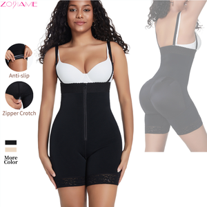Body une pièce amincissant et flatteur Fajas colombiennes style camisole à fermeture éclair sur le devant pour femmes - Product Image 1