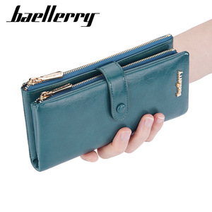 Cartera Larga Baellerry para Mujer, de Cuero PU, Gran Capacidad, con Cierre, Color Sólido, Decoración con Botones - Product Image 5