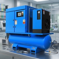 Compresseur d'air industriel à vis rotatif tout-en-un avec sécheur intégré 22 kW 16 bars pour usine, atelier de réparation automobile, découpe laser CNC et travail du bois