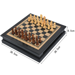 Vendita calda Fine finito <span class=keywords><strong>in</strong></span> <span class=keywords><strong>legno</strong></span> Set di <span class=keywords><strong>scacchi</strong></span> per adulti Anti-graffio internazionale a dama da tavolo per uso esterno per bambini Backgammon - Product Image 2