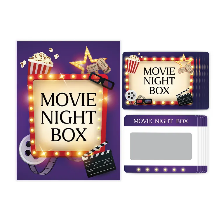 Impression personnalisée Soirée cinéma Bonnes idées Jeux de cartes Jeu de date unique Cartes à gratter Cadeau romantique pour les couples