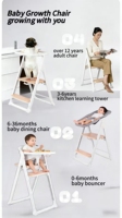 Chaise haute et tour d'apprentissage 4-en-1 moderne, portable et pliable en bois pour bébé, idéale pour l'alimentation sécurisée, l'allaitement, l'hôtellerie et la maison