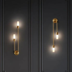Nuevo estilo, luz de pared de cobre moderna, porche, pasillo, mesita de noche, tira larga, candelabro de pared led dorado - Product Image 2