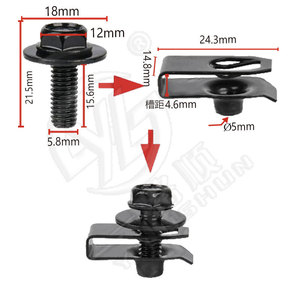 Tornillo de sujeción en U de acero M6 para capó de motor J153J202, fijación automática para vehículos - Product Image 1