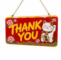 Panneau en acrylique personnalisé avec n'importe quel message, plaque suspendue, motif chat porte-bonheur pour vitrine de magasin, décoration de façade de commerce