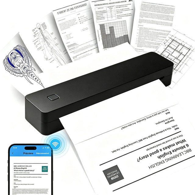 Wholesale Portable Pocket Printer Wireless for Travel A4 8-Inch Thermal Paper Inkless Printer Compatible IOS Android Stock
