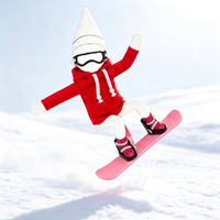 Poupée elfe en 3 couleurs, 30 cm, ensemble sportif de Noël - Ski, chaussures, accessoires