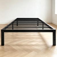 Cadre de lit double réglable en fer Hengli HL-WZS003 au design moderne, en métal noir, 80x62 pouces