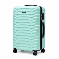 Valise rigide ABS vert menthe à texture côtelée 3D ondulée, durable, étanche, pour voyage, vente en gros OEM