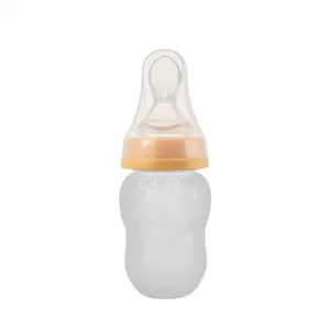 Squeeze Baby Feeding Bottle Baby Silicone Feeder with Spoon Feeding Spoon Bottle Baby Products Best Selling Silicone BPA Free