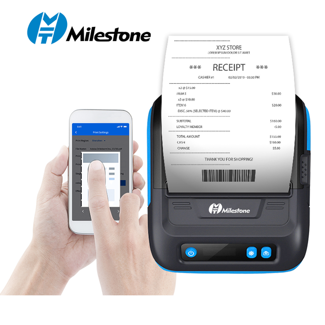 Milestone MHT-P29L Portable Mini Thermal Barcode Sticker Printer 2-in-1 Label & Receipt for IOS Compatible in Stock