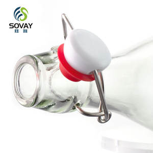 خدمة تصنيع حسب الطلب لزجاجات فارغة عالية الجودة مستديرة لعصير الفواكه والحليب والمشروبات مع غطاء قلاب - Product Image 2