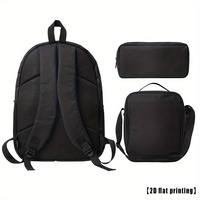 Sac à dos Oxford unisexe à motif géométrique drapeau américain vintage, ensemble de 3 pièces avec bretelles arquées et boîte à lunch scolaire – Vente en gros