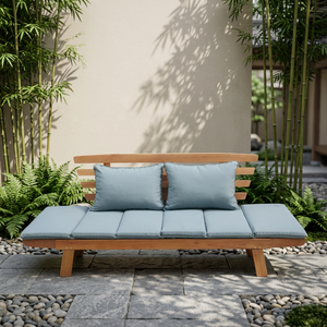 Contemporary Modern Acacia Wood Durable Garden Chair Powder Coated Aluminum Frame Outdoor Farmhouse Outdoor Garden Use Handmade - Product Image 3
