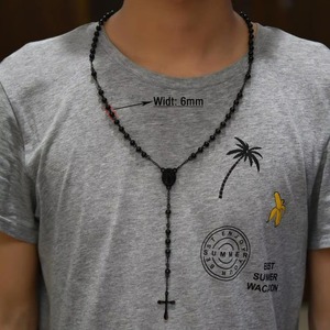 <span class=keywords><strong>Collana</strong></span> <span class=keywords><strong>Rosario</strong></span> in Acciaio Inossidabile per Uomo e Donna, Catena con Perline Religiose, Ciondolo Croce con Moneta Cristiana, Accessori Gioielli Gesù - Product Image 6