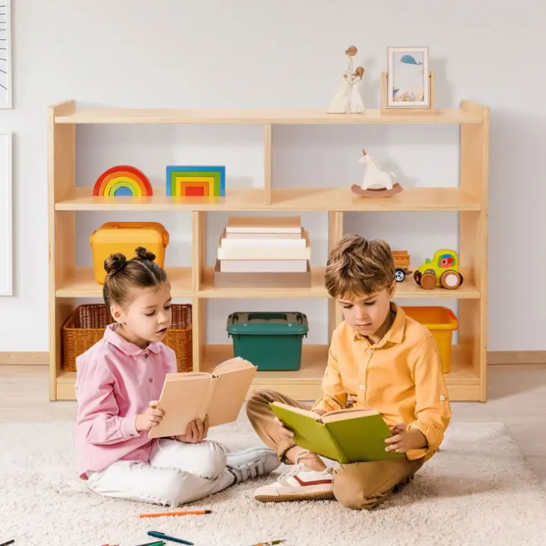 Armário De Brinquedo De Madeira Sólida Armário De Combinação Área De Armazenamento Infantil Canto Armário Montessori Brinquedos