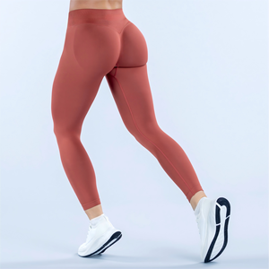 Leggings da donna senza cuciture con logo personalizzato Private Label, vita media, fascia in vita a V, modellanti per i glutei, per palestra - Product Image 3