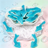 Bonbons gélifiés halal en forme de poisson bleu de dessin animé, saveur sucrée fruitée, en gros, pour enfants