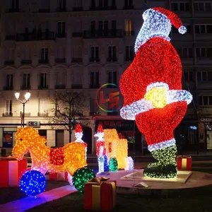 Outdoor Gebruik Commerciële Grote 3D Kerstman Motif Lichten Kerst Straat Decoraties